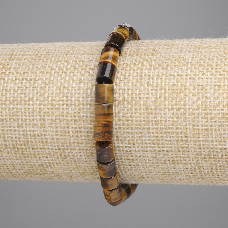 Tiger's Eye Bracelet, cylinder beads, diameter 6x6mm+/- (stretch), length 18cm+