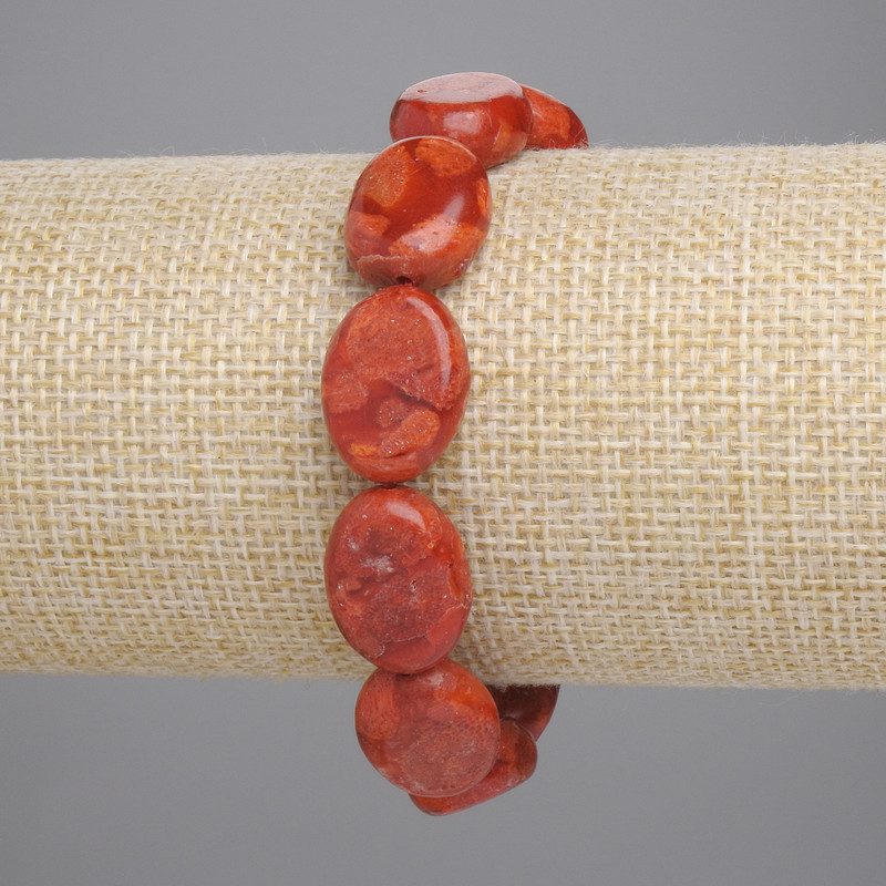 Bracelet Sponge Coral oval, diameter 16x12mm+/- (stretch), length 18cm+