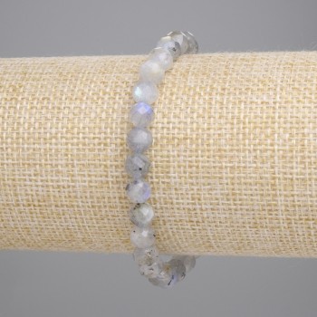 Bracelet Labradorite faceted round bead, diameter 6mm+/-, length 18cm+/- stretch