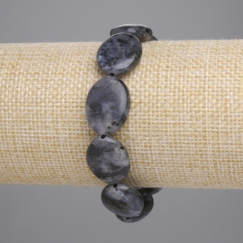Bracelet Larvikite oval, diameter 19x15mm+/-, length 18cm+/- stretch