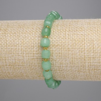 Bracelet Jade faceted cube, diameter 6.5x6.5mm+/- seed beads 3mm+/-, length 18cm+/- stretch