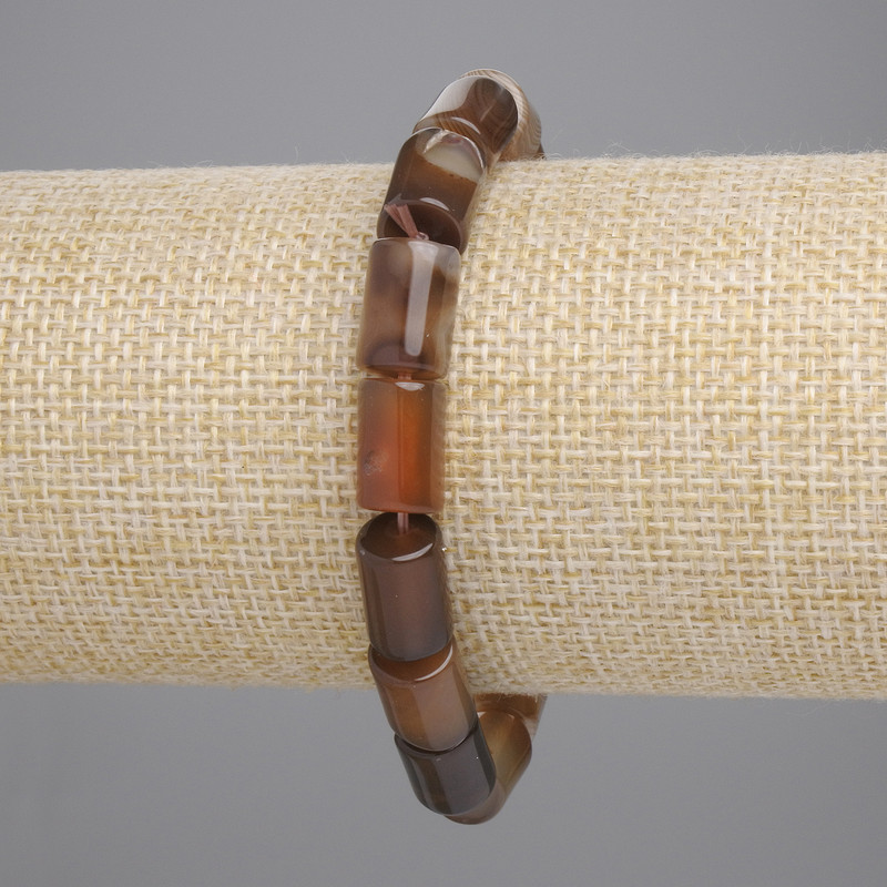 Agate Bracelet, Cylinder Beads, diameter 12x8mm+-, length 18cm+- stretch