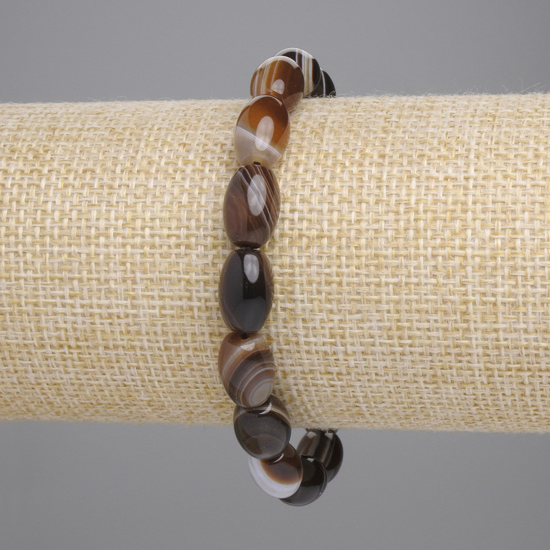 Agate Bracelet, Barrel Beads, diameter 12x8mm+-, length 18cm+- stretch