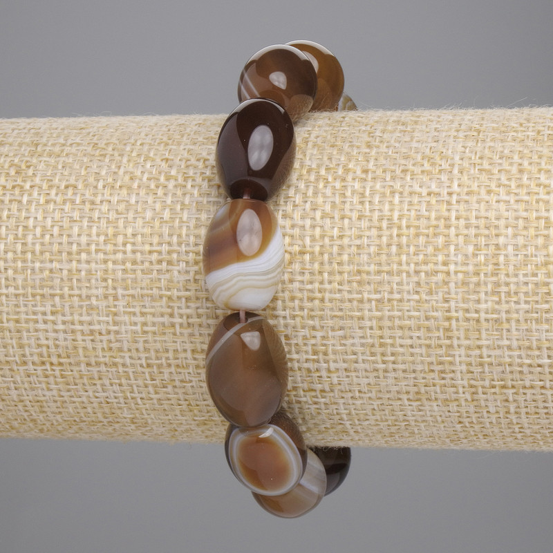 Agate Bracelet, Barrel Beads, diameter 16x12mm+-, length 18cm+- stretch