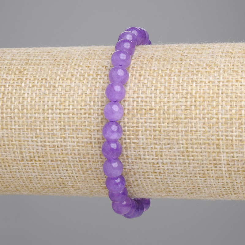 Amethyst Bracelet Smooth Round Beads, Diameter 6mm+/-, Length 18cm+/- Stretch