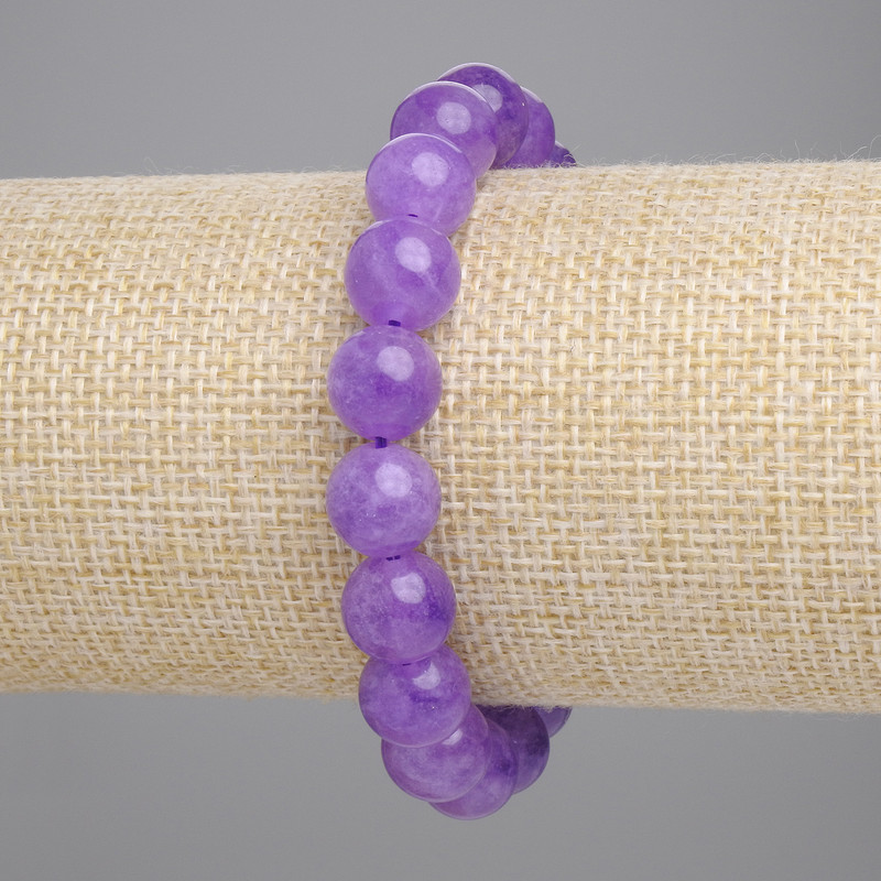 Amethyst Bracelet Smooth Round Beads, Diameter 10mm+/-, Length 18cm+/- Stretch