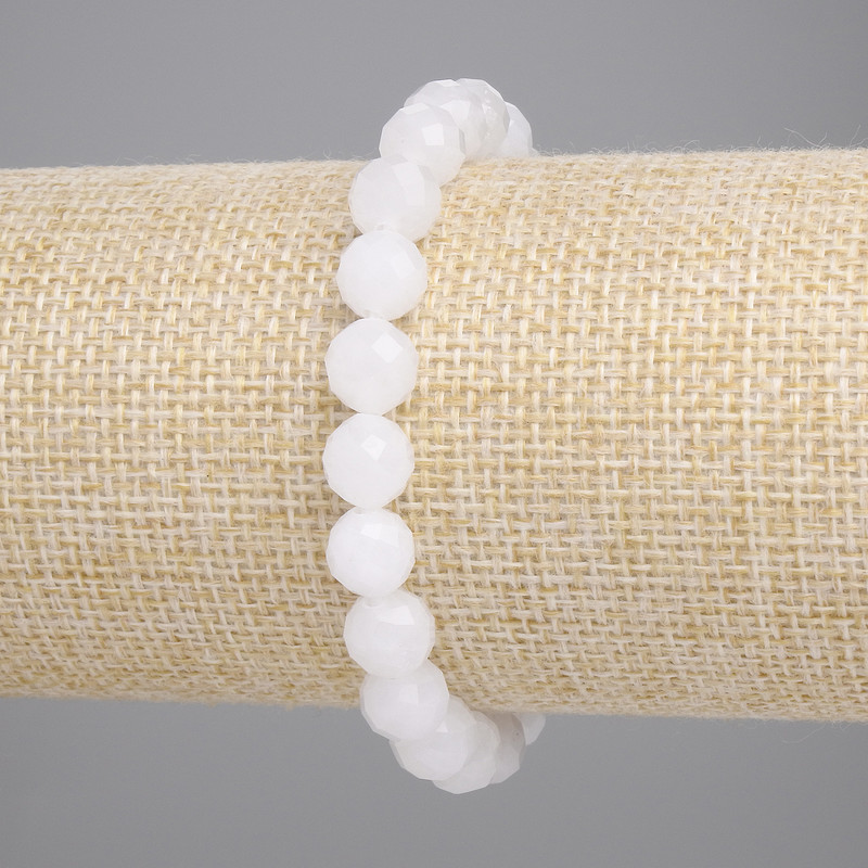 Rock Crystal Bracelet Faceted Round Beads, Diameter 8mm+/-, Length 18cm+/- Stretch
