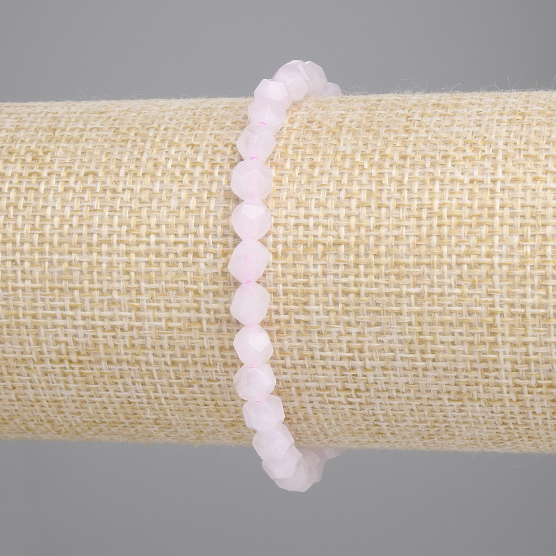 Rose Quartz Bracelet Faceted Beads, Diameter 6x5mm+/-, Length 18cm+/- Stretch