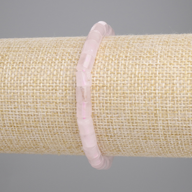 Rose Quartz Bracelet Cylinder Beads, Diameter 6x6mm+/-, Length 18cm+/- Stretch