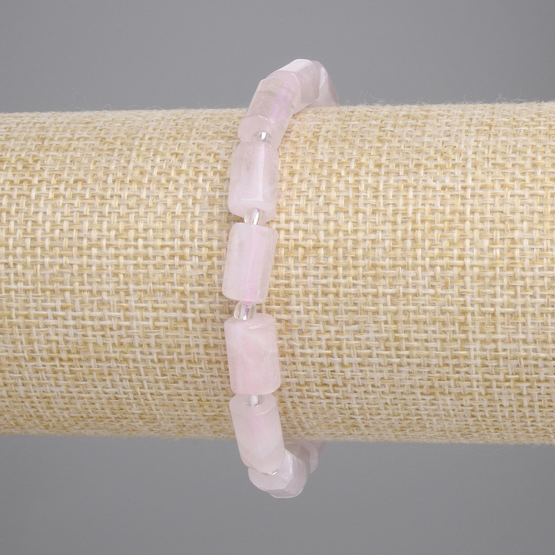Rose Quartz Bracelet Nugget Beads, Diameter 9-11x7mm+/- with 3mm+/- Seed Beads, Length 18cm+/- Stretch