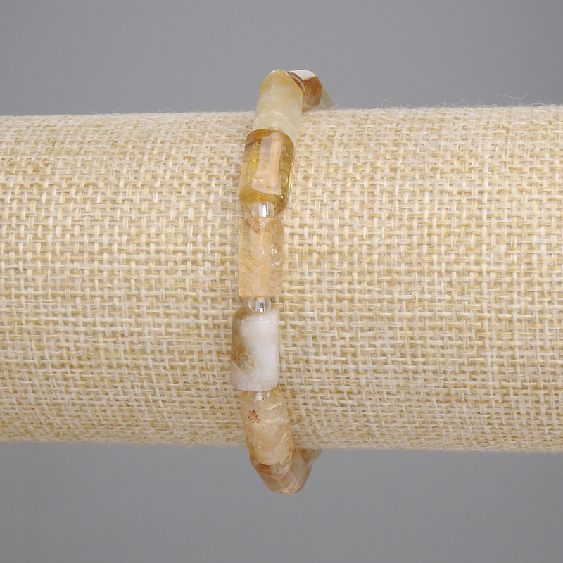 Citrine Chip Bracelet, diameter 10.5-11x6-6.5mm+- with 3mm+- seed beads, length 18cm+- stretch