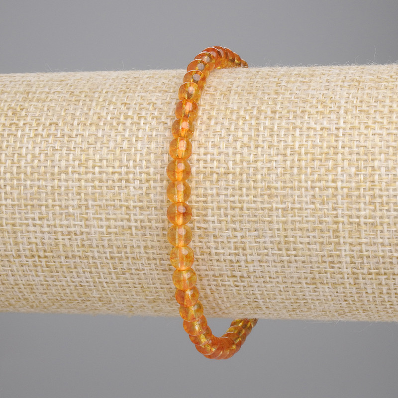 Citrine Bracelet, smooth round bead, diameter 4mm+-, length 18cm+- stretch