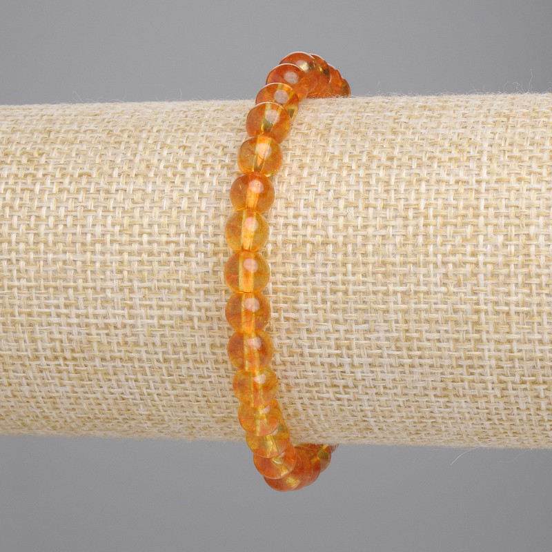 Citrine Bracelet, smooth round bead, diameter 6mm+-, length 18cm+- stretch