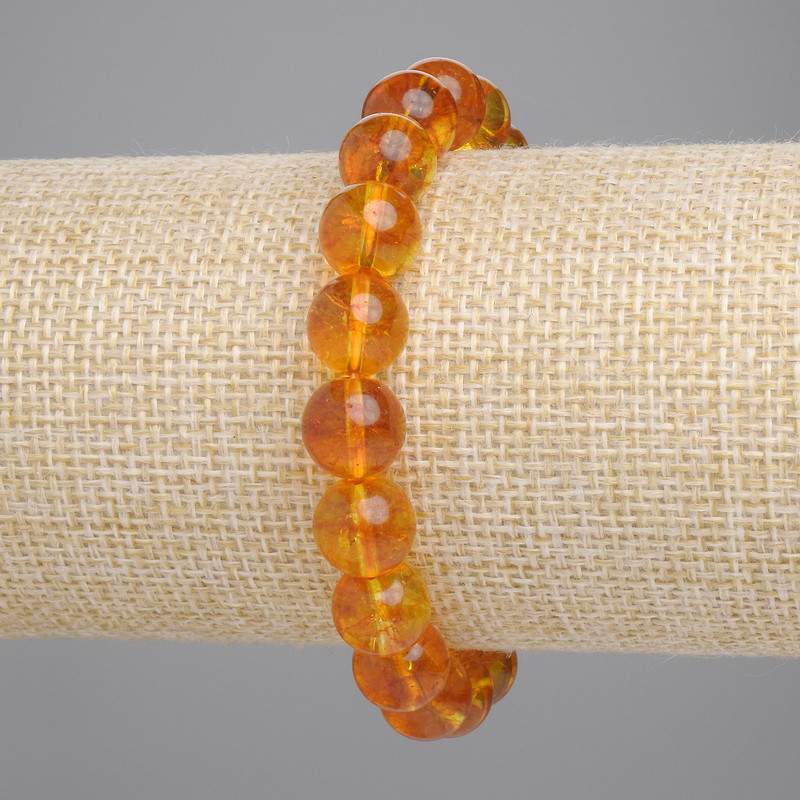 Bracelet Citrine smooth spheres 10mm, diameter 10mm±, length 18cm± stretch