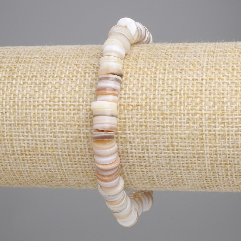 Bracelet with Shell Scarface rondel, diameter 8x2mm+-, length 18cm+- stretch