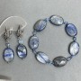 Jewellery Set: Kyanite Oval 17×13mm ±, Faceted Turquoise Cubes 3.5mm ±, Hematite Faceted Beads 2mm
