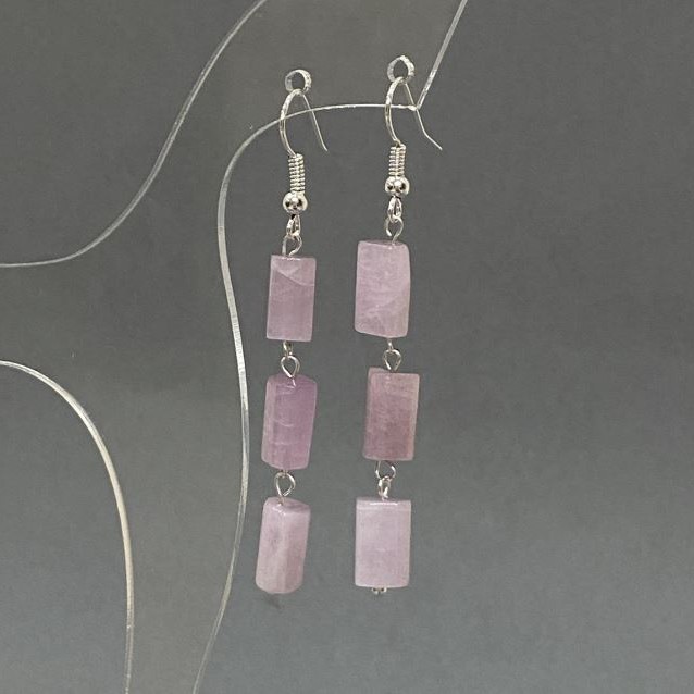 Kunzite Cut Earrings 10×6mm, length 60cm