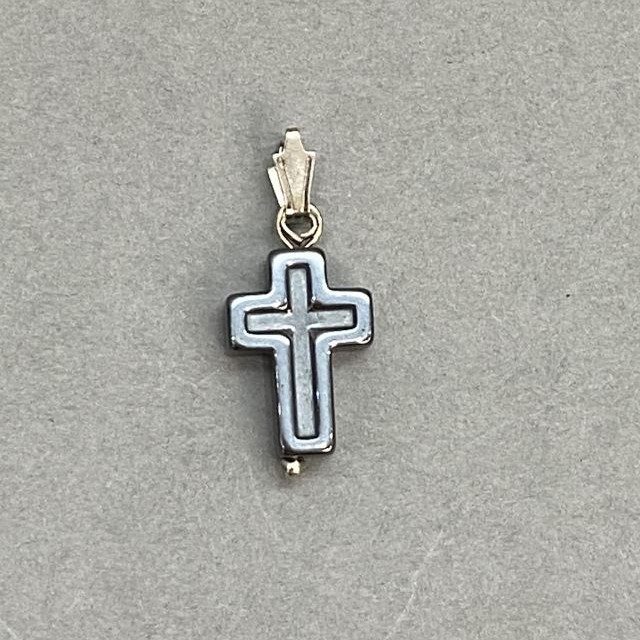 Hematite Cross Pendant 15×10mm, length 25cm