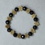 Agate Bracelet (individual) Czech glass faceted bead, diameter 9.5mm± with metal inserts, length 18cm± stretch