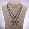 Pair Friendship Pendants Crosses with Skulls, length 42-48cm, 45x30mm diameter