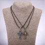 Pair Friendship Pendants Crosses with Skulls, length 42-48cm, 45x30mm diameter