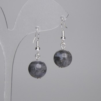 Earrings Labradorite Smooth Bead 12mm±, Length 30mm±