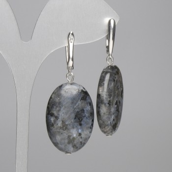 Earrings Labradorite Oval 30×20mm±, length 55mm±
