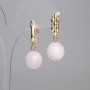 Earrings Madagascar Pink Quartz Smooth Ball 14mm+-, length 34mm+-