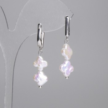Baroque Pearl Clover Earrings 10mm+-, length 39mm+-