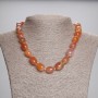 Carnelian and Sardonyx Faceted Bead Necklace 14-16×11-12 mm ± + 3 mm seed beads, 45 cm ± with clasp