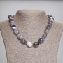Botswana Agate Nugget Necklace 14-16×10-14 mm ± beads 3 mm ±, length 45 cm ± with clasp