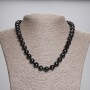 Agate (Imitation) Necklace Black Czech Glass Faceted Bead 10mm+/-, Length 45cm+/- with Clasp