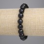 Agate (Imitation) Bracelet Black Czech Glass Faceted Bead 10mm+/-, Length 18cm Stretch