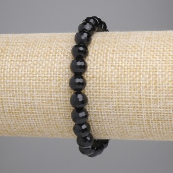 Agate (Imitation) Bracelet Black Czech Glass Faceted Bead 8mm+/-, Length 18cm Stretch