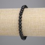 Agate (Imitation) Bracelet Black Czech Glass Faceted Bead 6mm+/-, Length 18cm Stretch