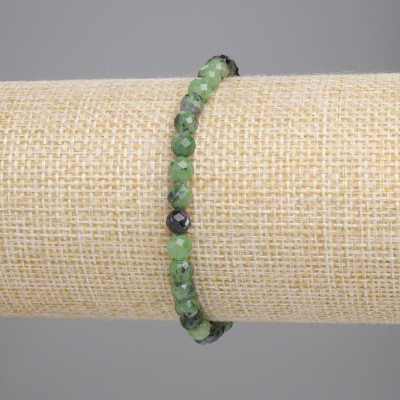 Zoisite Bracelet, Faceted Bead 5mm+/-, Length 18cm +/- Stretch