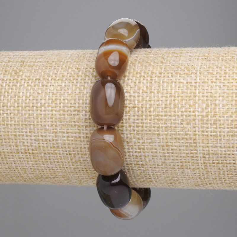 Agate Bracelet, Barrel 15x12mm+/-, Length 18cm +/- Stretch