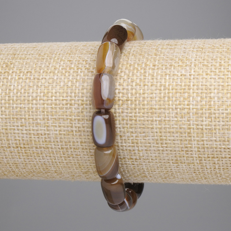 Agate Bracelet, Barrel 11x8mm+/-, Length 18cm +/- Stretch