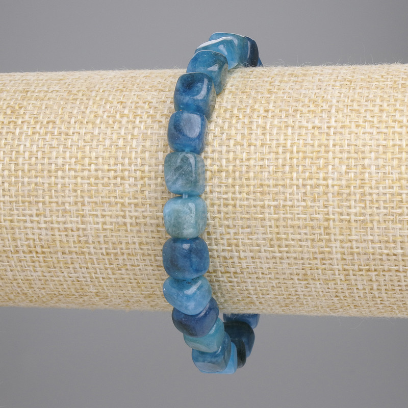 Apatite Bracelet, Cube 7x7mm+/-, Length 18cm +/- Stretch
