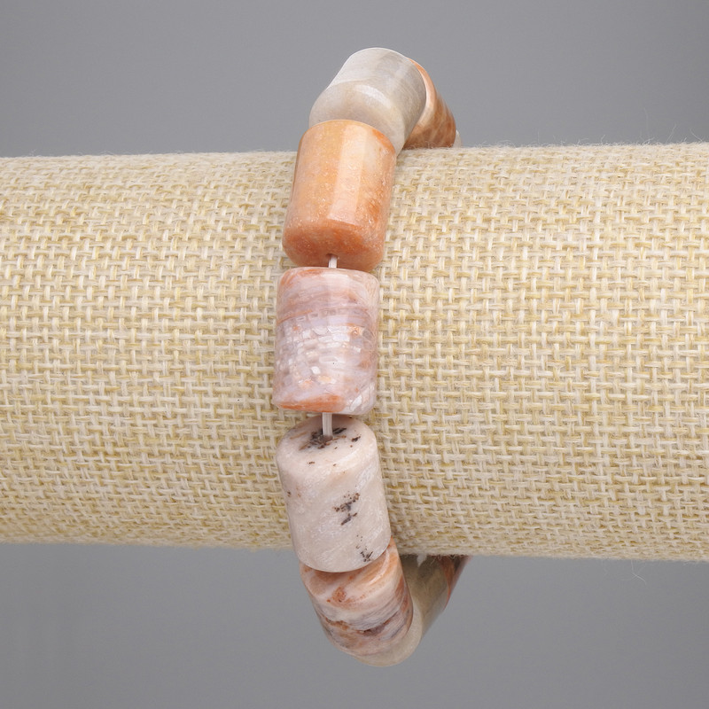 Fossilised Coral Cylinder Bracelet, 16-17x11.5-12mm +-, Length 18cm +- Stretch