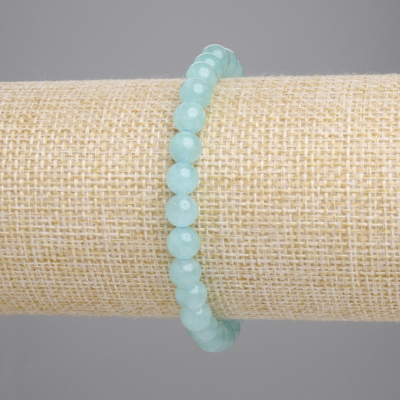 Amazonite Smooth Bead Bracelet, 6mm Diameter +-, Length 18cm +- Stretch