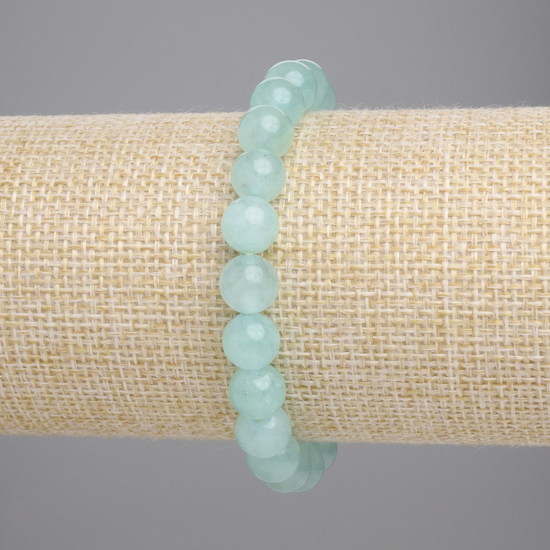 Amazonite Smooth Bead Bracelet, 8mm Diameter +-, Length 18cm +- Stretch