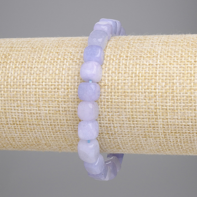 Aquamarine Cube Bracelet, 7.5x7.5mm Diameter +-, Length 18cm +- Stretch