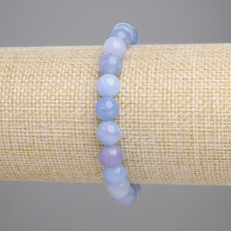 Aquamarine Bracelet, smooth round bead, diameter 8mm+-, length 18cm+- stretch