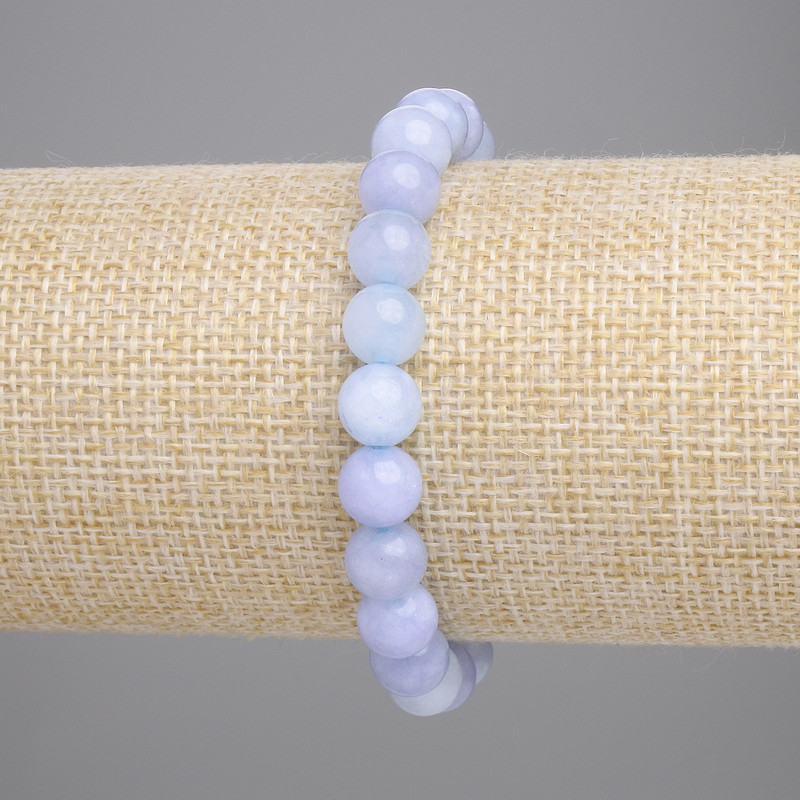 Aquamarine Bracelet, smooth round bead, diameter 8mm+-, length 18cm+- stretch