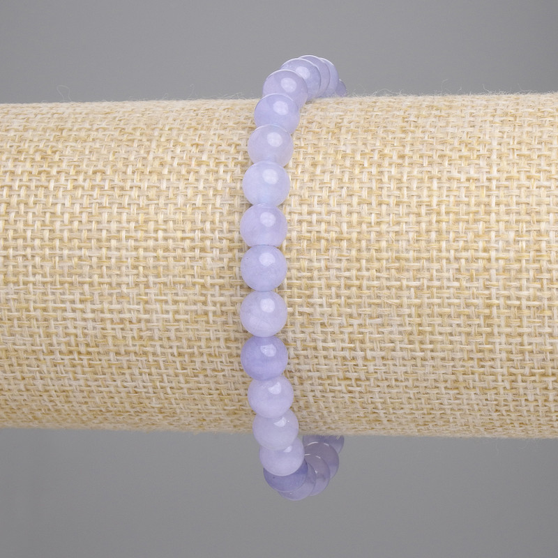 Aquamarine Bracelet, smooth round bead, diameter 6.5mm+-, length 18cm+- stretch