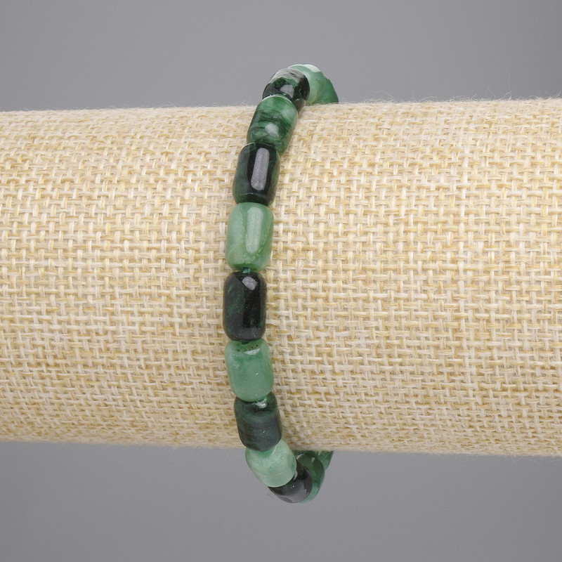 Emerald Bracelet, barrel bead, diameter 9x6mm+-, length 18cm+- stretch