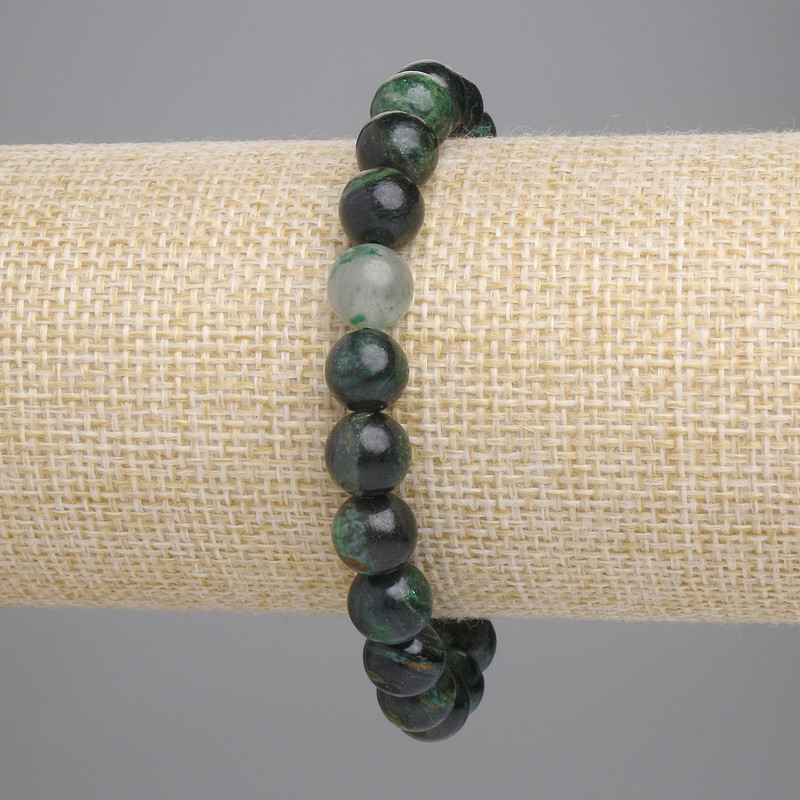 Emerald Bracelet, smooth round bead, diameter 8mm+-, length 18cm+- stretch