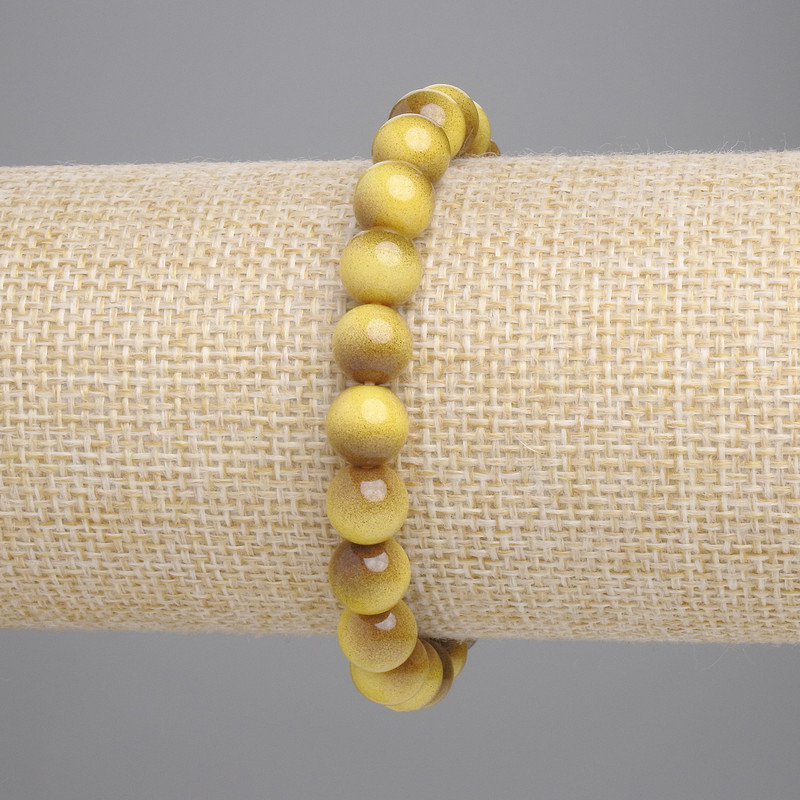 Pressed Tiger's Eye Bracelet, smooth round bead, diameter 8mm+-, length 18cm+- stretch