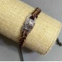Bracelet with Metal Inlay, 10mm Thickness, Eco Leather Brown, Adjustable 18–22cm